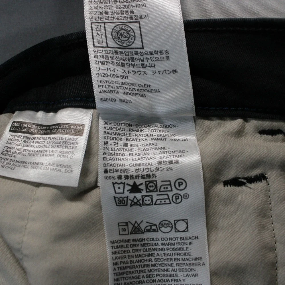 Levis XX Chino Standard Taper Black Pants Mens 36x34 Modern Tech Active Workwear